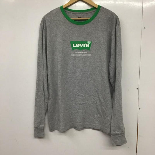 リーバイス Levi s カットソー 長袖 長袖カットソー プリントカットソー クルーネック M ロゴ、文字 灰 / グレー /  メンズ USED 古着 中古 10137226