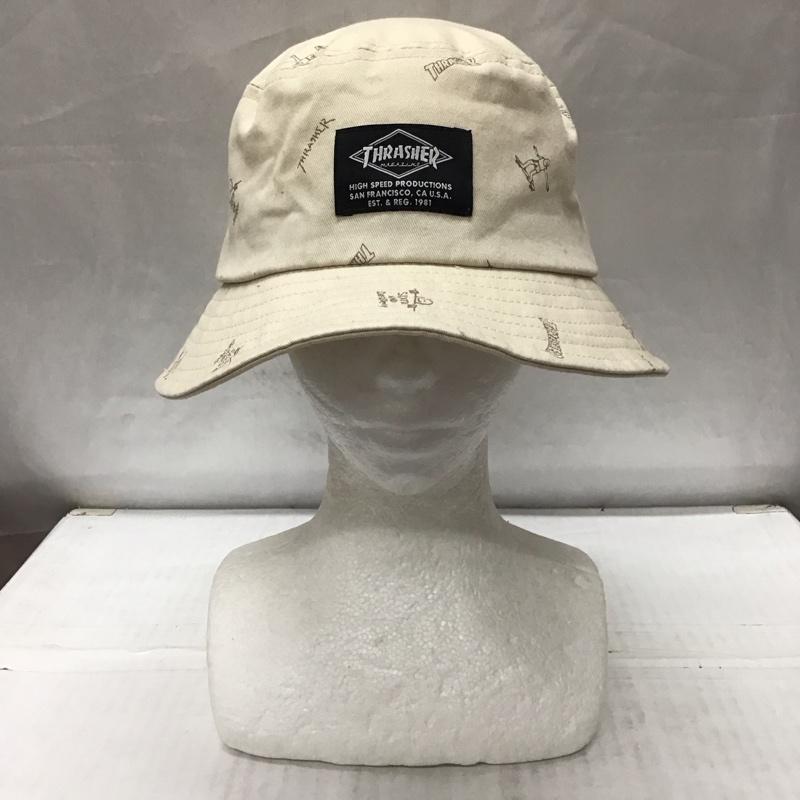 スラッシャー THRASHER 帽子 ハット SKATE AND DESTROY バケットハット 総柄 ベージュ / ベージュ /  メンズ USED 古着 中古 10114323