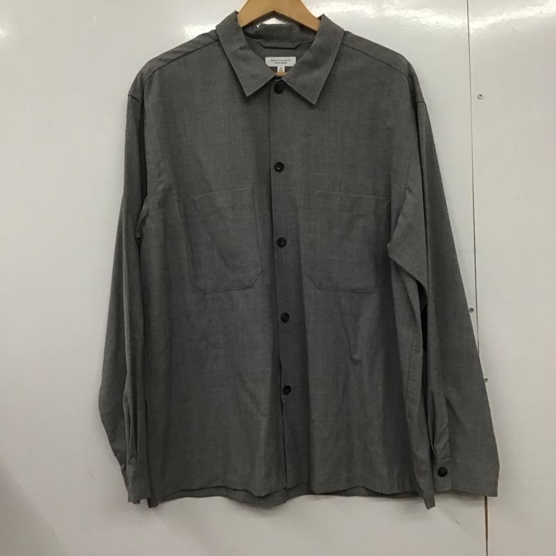 ビューティアンドユースユナイテッドアローズ BEAUTY&YOUTH UNITED ARROWS シャツ、ブラウス 長袖 1211-149-7424 オープンカラー ワイドフォルム シャツ XL 無地 灰 / グレー /  メンズ USED 古着 中古 10145658