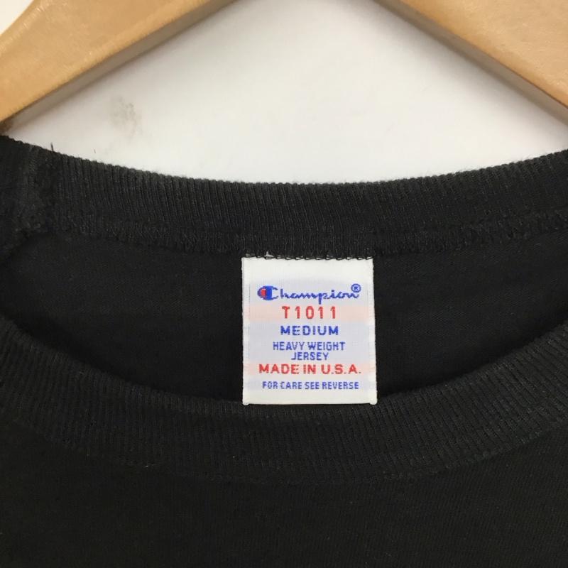チャンピオン Champion カットソー 七分袖 七分丈カットソー クルーネックカットソー ラグラン M 無地 黒 / ブラック /  メンズ USED 古着 中古 10128774