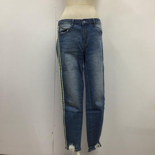 ザラ ZARA パンツ デニム、ジーンズ 5899 076 406 ダメージ サイドライン ストレッチ ダメージ加工 青 / ブルー /  レディース USED 古着 中古 10123232