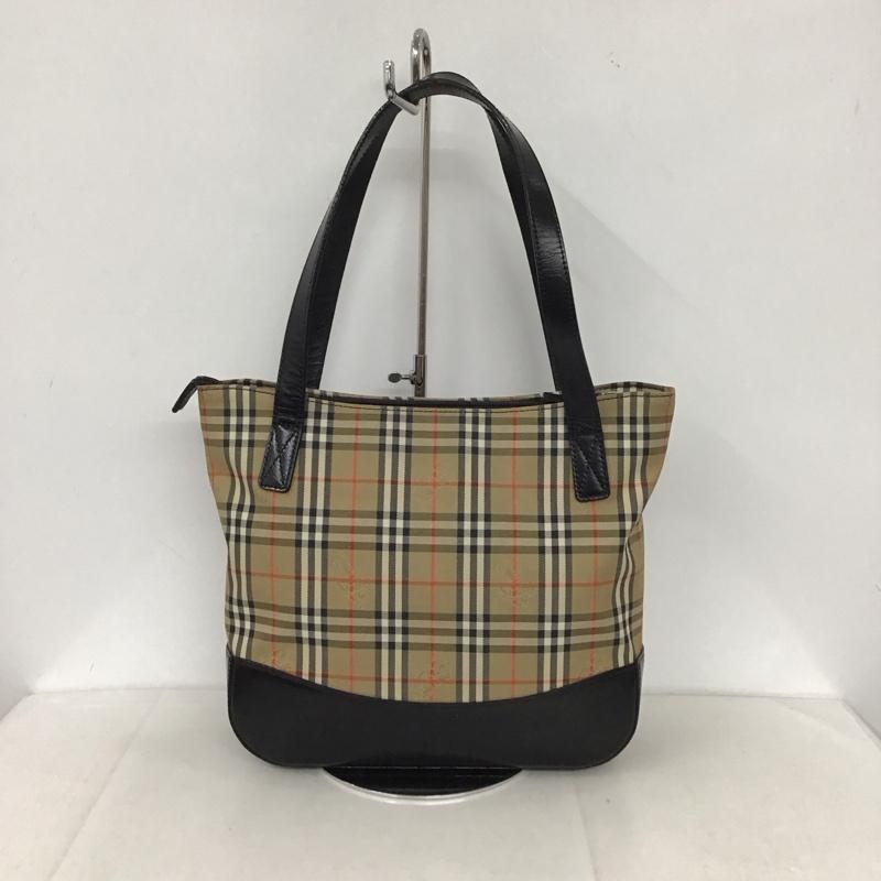 バーバリーズ BURBERRYS トートバッグ トートバッグ チェック 黒 / ブラック / X ベージュ / ベージュ /  レディース USED 古着 中古 10132487