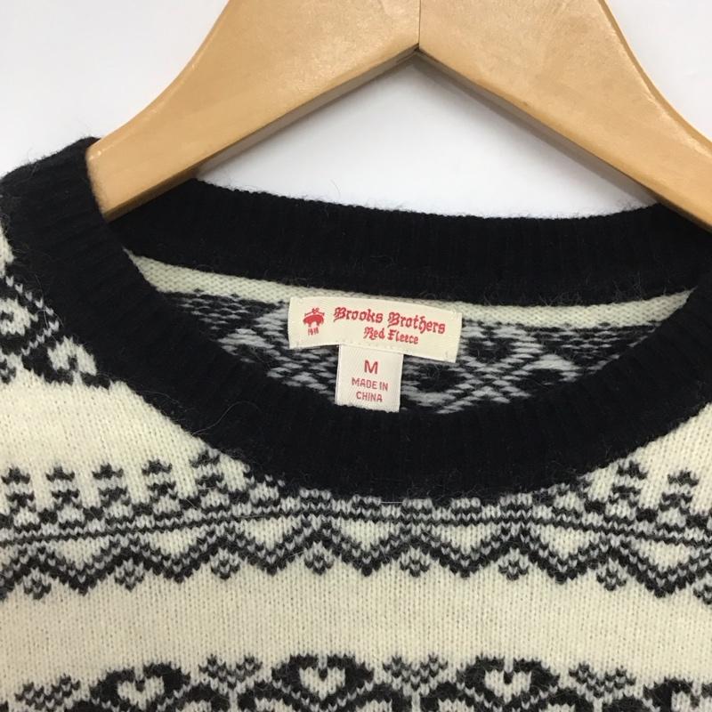 ブルックスブラザーズ BROOKS BROTHERS ニット、セーター 長袖 長袖ニットカットソー クルーネック セーター M プリント 白 / ホワイト / X 黒 / ブラック /  レディース USED 古着 中古 10145089