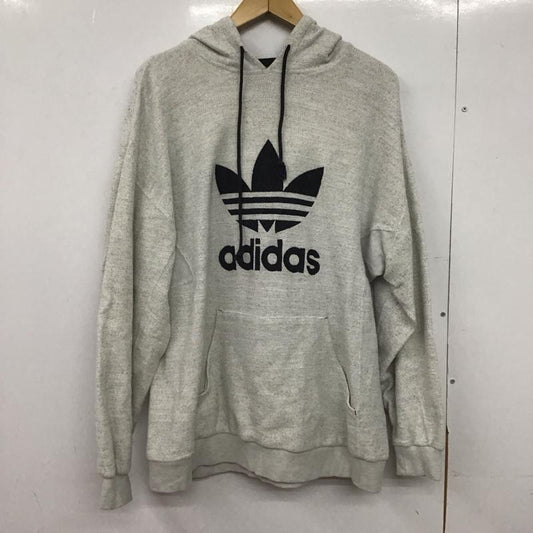アディダス adidas パーカー 長袖 長袖パーカー プルオーバーパーカー スウェット M ロゴ、文字 灰 / グレー /  メンズ USED 古着 中古 10146833