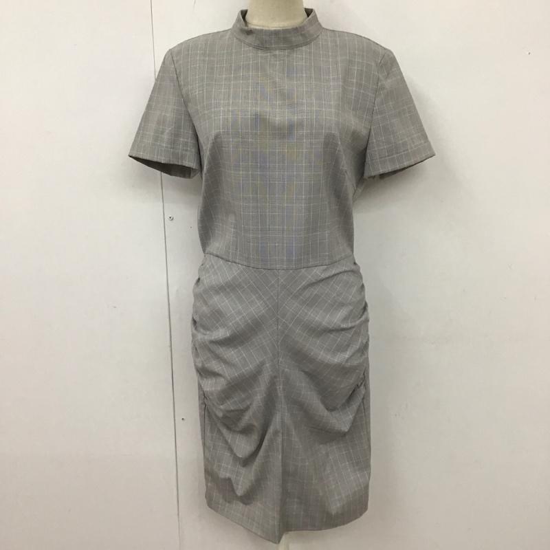 ザラ ZARA ワンピース ロングスカート 半袖ロングワンピース 総柄 タイトスカート M チェック 灰 / グレー /  レディース USED 古着 中古 10113059