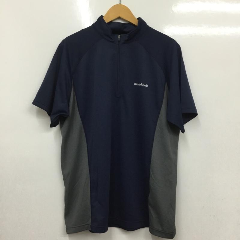 モンベル mont-bell シャツ、ブラウス 半袖 1104928 クール ハーフスリーブジップシャツ XL プリント 紺 / ネイビー /  メンズ USED 古着 中古 10135468