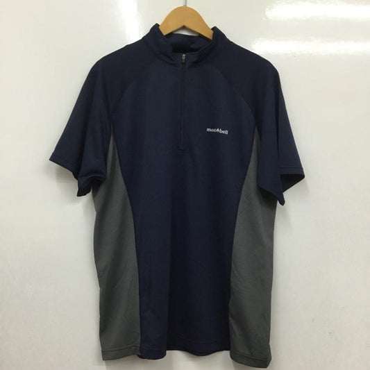 モンベル mont-bell シャツ、ブラウス 半袖 1104928 クール ハーフスリーブジップシャツ XL プリント 紺 / ネイビー /  メンズ USED 古着 中古 10135468