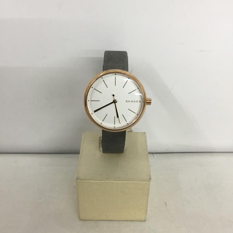スカーゲン SKAGEN 腕時計 アナログ（クォーツ式） SKW2644 レザーベルト ロゴ、文字 灰 / グレー /  レディース USED 古着 中古 10135171