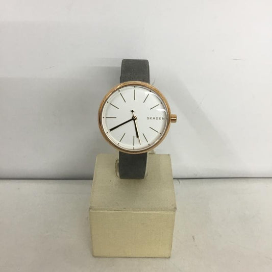 スカーゲン SKAGEN 腕時計 アナログ（クォーツ式） SKW2644 レザーベルト ロゴ、文字 灰 / グレー /  レディース USED 古着 中古 10135171