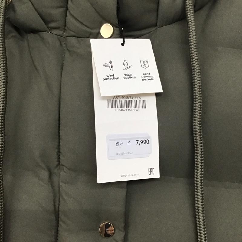 ザラ ZARA ベスト ベスト 3046 741 505 中綿 フード ロング丈 タグ付き L 無地 カーキ / カーキ /  レディース USED 古着 中古 10138926