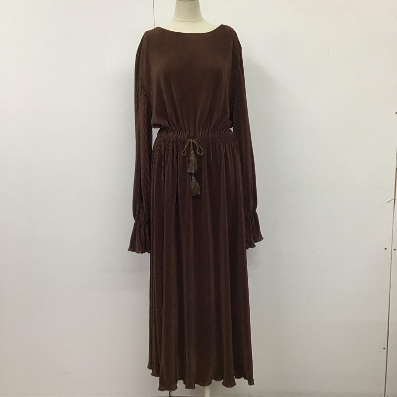 古着 USED ワンピース ロングスカート 長袖 mite プリーツ 無地 茶 / ブラウン /  レディース USED 古着 中古 10115095