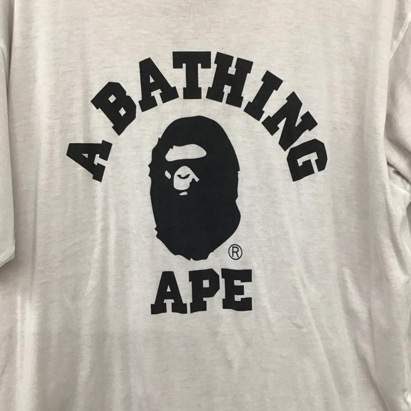 アベイシングエイプ A BATHING APE Tシャツ 半袖 半袖カットソー プリントTシャツ クルーネックカットソー リバーシブル 00s XL ロゴ、文字 白 / ホワイト /  メンズ USED 古着 中古 10132599