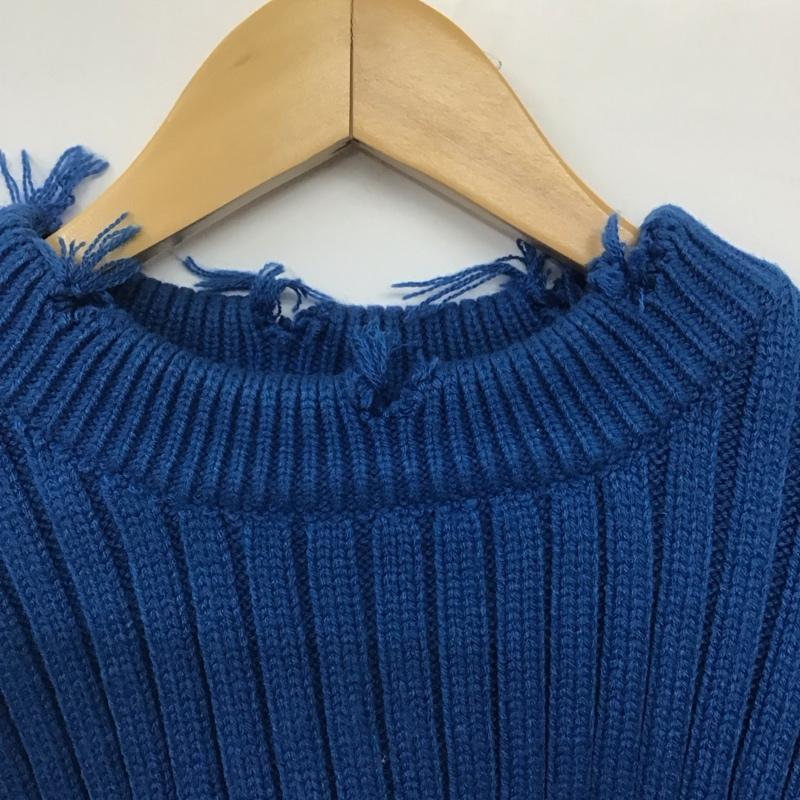 エモダ EMODA ニット、セーター 長袖 042262601801-01 カーブスリーブクラッシュニット FREE 無地 青 / ブルー /  レディース USED 古着 中古 10146763