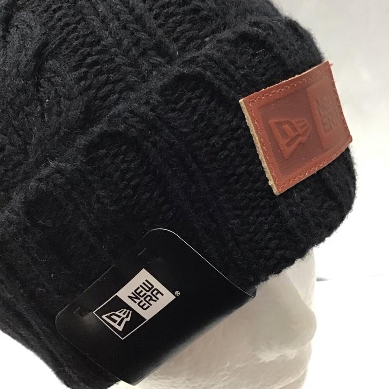 ニューエラ NEW ERA 帽子 ニット帽 13327792 ローゲージ カフニット レザーパッチ ロゴ、文字 黒 / ブラック /  メンズ USED 古着 中古 10115675
