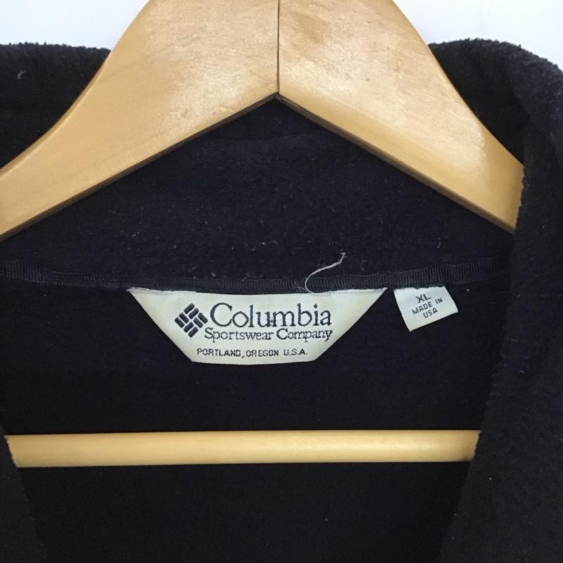 コロンビア Columbia ジャケット、上着 ジャケット、ブレザー ジップアップジャケット フリースジャケット スタンドカラー アウター XL ロゴ、文字 黒 / ブラック /  メンズ USED 古着 中古 10137092