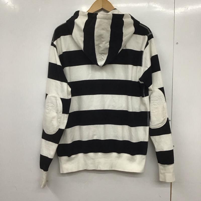 アベイシングエイプ A BATHING APE パーカー 長袖 ジップアップパーカー 長袖パーカー カジュアルジャケット M ボーダー柄 白 / ホワイト / X 黒 / ブラック /  メンズ USED 古着 中古 10146215