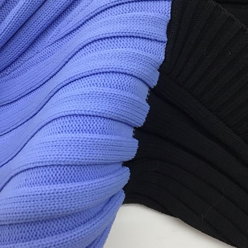 古着 USED カーディガン 長袖 bohmal 533456 配色ダンボールニットボレロ マフラー タグ付き FREE 無地 黒 / ブラック / X 水色 / ライトブルー /  レディース USED 古着 中古 10144433