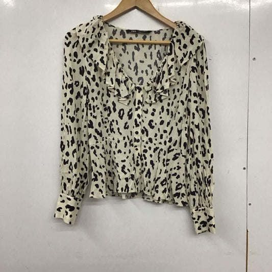 ザラ ZARA シャツ、ブラウス 長袖 M ヒョウ柄・レオパード柄 白 / ホワイト /  レディース USED 古着 中古 10136852