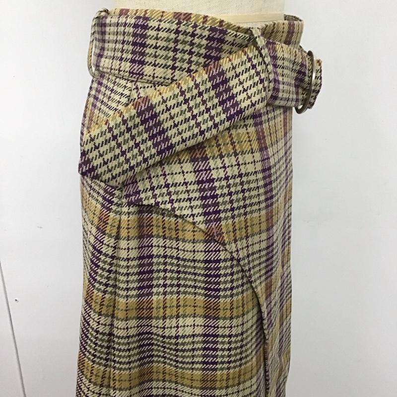 古着 USED スカート ひざ丈スカート ベルト付きスカート 9号 チェック マルチカラー / マルチカラー /  レディース USED 古着 中古 10107366