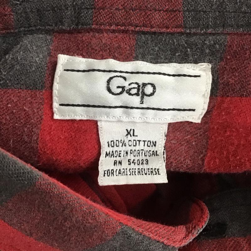 ギャップ GAP シャツ、ブラウス 長袖 胸ポケット XL チェック 赤 / レッド / X 灰 / グレー /  メンズ USED 古着 中古 10107049