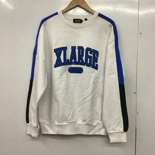 エクストララージ XLARGE トレーナー 長袖 M ロゴ、文字 白 / ホワイト / X 青 / ブルー /  メンズ USED 古着 中古 10144907