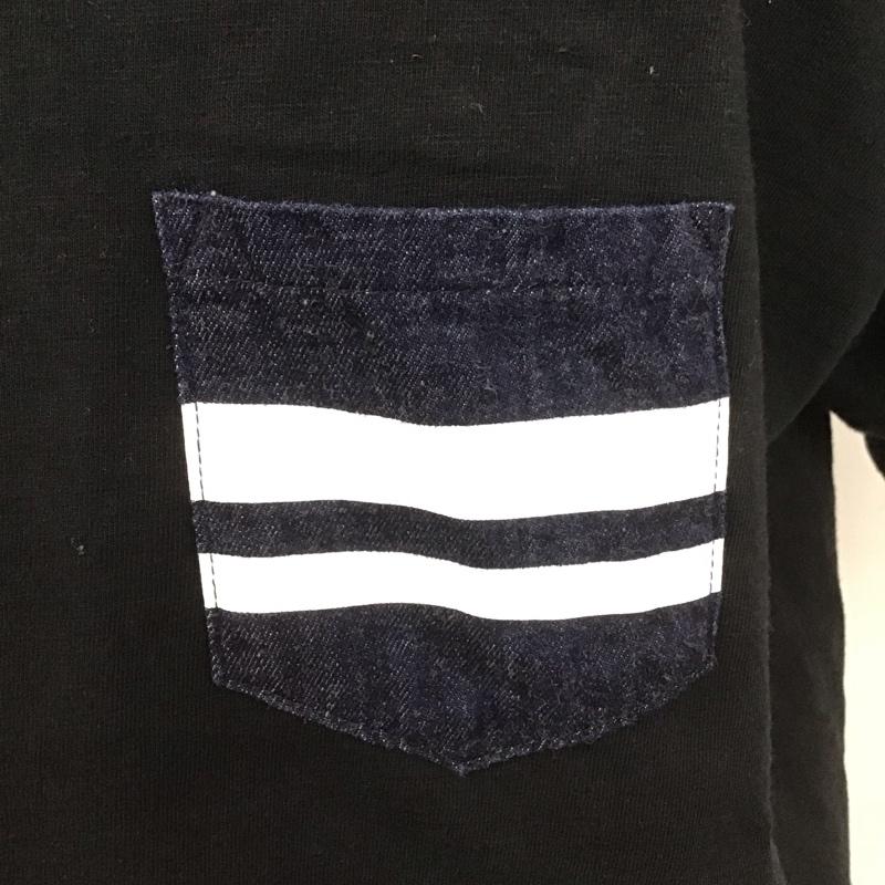 桃太郎ジーンズ MOMOTARO JEANS Tシャツ 半袖 半袖カットソー プリントTシャツ クルーネックカットソー XL 無地 黒 / ブラック /  メンズ USED 古着 中古 10107210