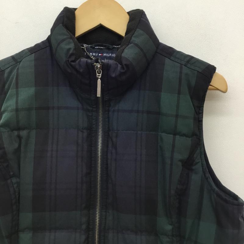 トミーヒルフィガー TOMMY HILFIGER ジャケット、上着 ダウンベスト L チェック 緑 / グリーン /  レディース USED 古着 中古 10141162