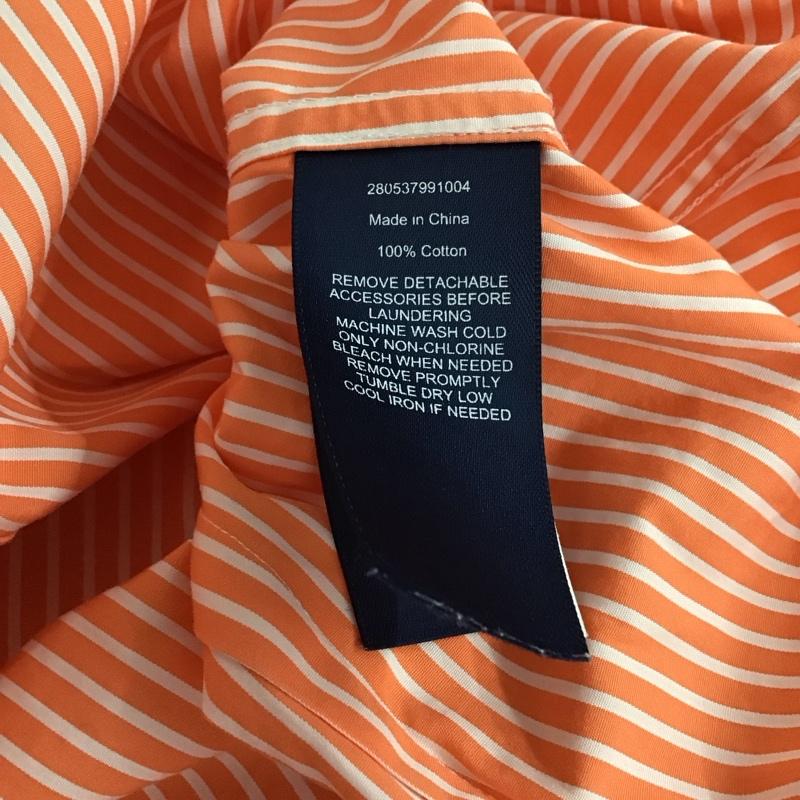 ラルフローレンスポーツ RALPHLAURENSPORT シャツ、ブラウス 長袖 8 ストライプ 白 / ホワイト / X 橙 / オレンジ /  レディース USED 古着 中古 10150833