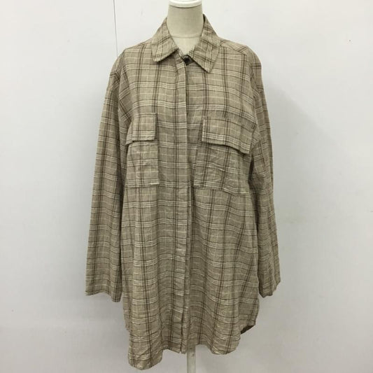 ザラ ZARA シャツ、ブラウス 長袖 7102 021 704 オーバーシャツ XS チェック ベージュ / ベージュ /  レディース USED 古着 中古 10116076