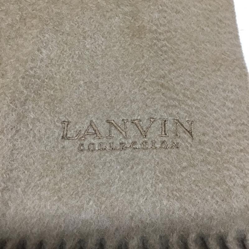 ランバン コレクション LANVIN collection マフラー マフラー カシミヤ フリンジ ロゴ、文字 ベージュ / ベージュ /  メンズ USED 古着 中古 10113643