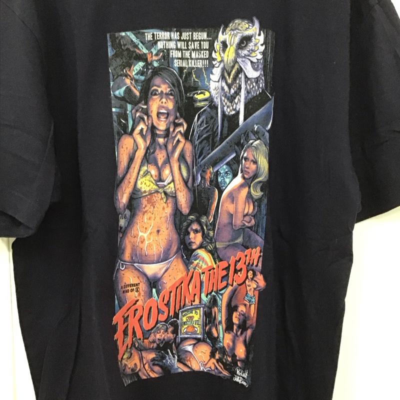 エロスティカ EROSTiKA Tシャツ 半袖 半袖カットソー プリントTシャツ クルーネックカットソー XL プリント 紺 / ネイビー /  メンズ USED 古着 中古 10130093