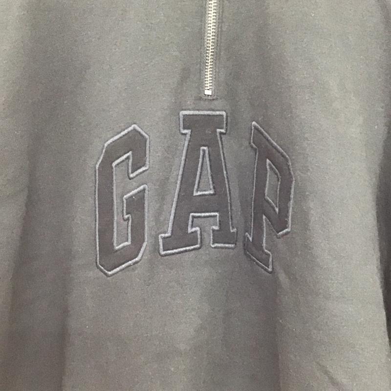 ギャップ GAP トレーナー 長袖 長袖トレーナー スウェット ジップネック M ロゴ、文字 黒 / ブラック /  メンズ USED 古着 中古 10142572
