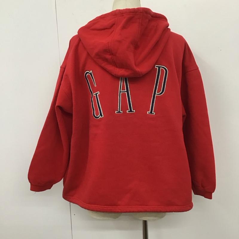 ギャップ GAP パーカー 長袖 90年代 USA製 スウェット 裏起毛 M ロゴ、文字 赤 / レッド /  メンズ USED 古着 中古 10112225