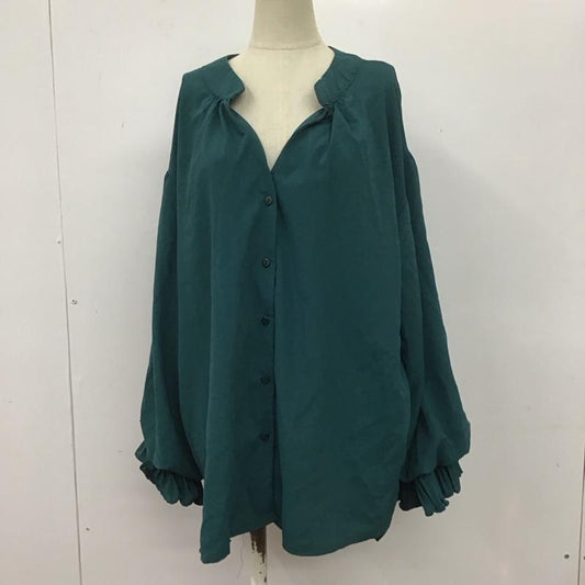 アクシーズファム axes femme シャツ、ブラウス 長袖 長袖シャツ ノーカラーシャツ カジュアルシャツ パフスリーブ M 無地 緑 / グリーン /  レディース USED 古着 中古 10107719