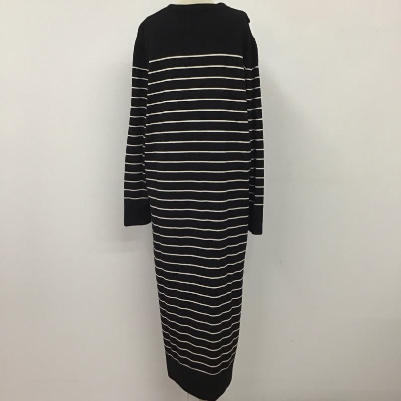 ザラ ZARA ワンピース ロングスカート 5536 165 105 ニットワンピース 長袖 XL ボーダー柄 黒 / ブラック / X 白 / ホワイト /  レディース USED 古着 中古 10122117