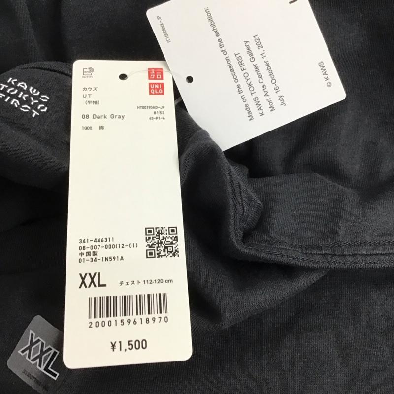 ユニクロ UNIQLO Tシャツ 半袖 341-446311 Tシャツ プリントTシャツ クルーネックカットソー 半袖カットソー XXL プリント 黒 / ブラック /  メンズ USED 古着 中古 10106545