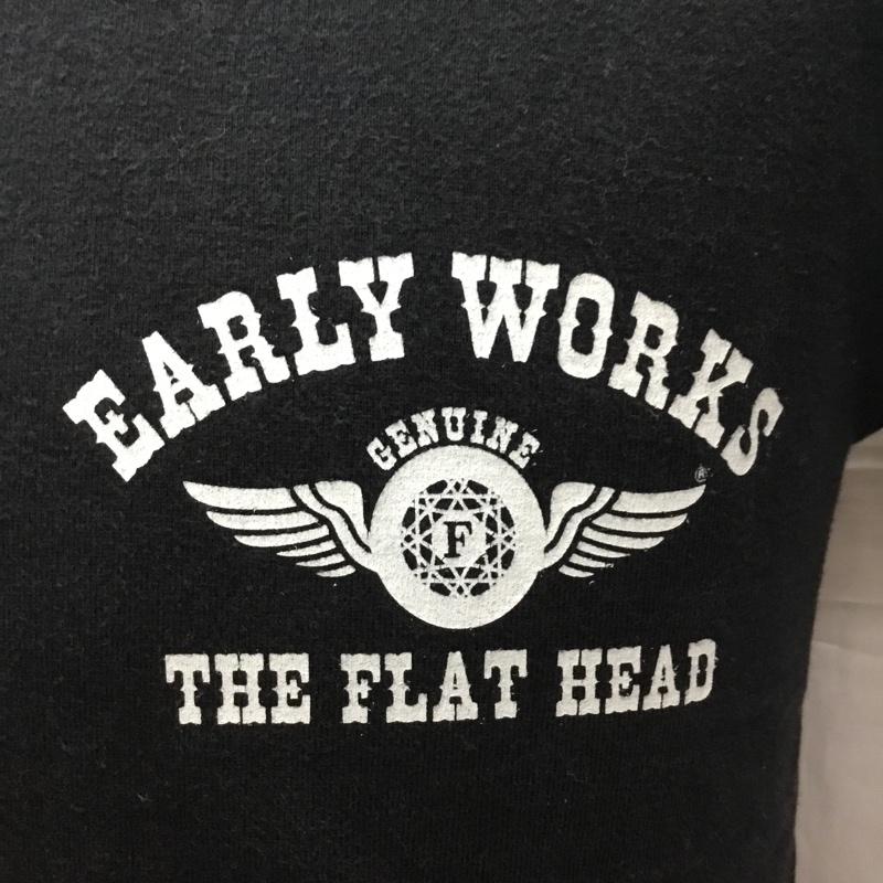 フラットヘッド The Flat Head Tシャツ 半袖 半袖カットソー プリントTシャツ クルーネックカットソー 38 ロゴ、文字 黒 / ブラック /  メンズ USED 古着 中古 10116720