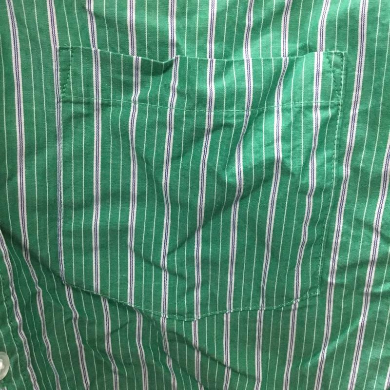 モノマート MONO-MART シャツ、ブラウス 半袖 sh870 オーバールーズ ブロードレギュラーカラーシャツ ビッグシルエット M ストライプ 緑 / グリーン / X 白 / ホワイト / X 紺 / ネイビー /  メンズ USED 古着 中古 10119332