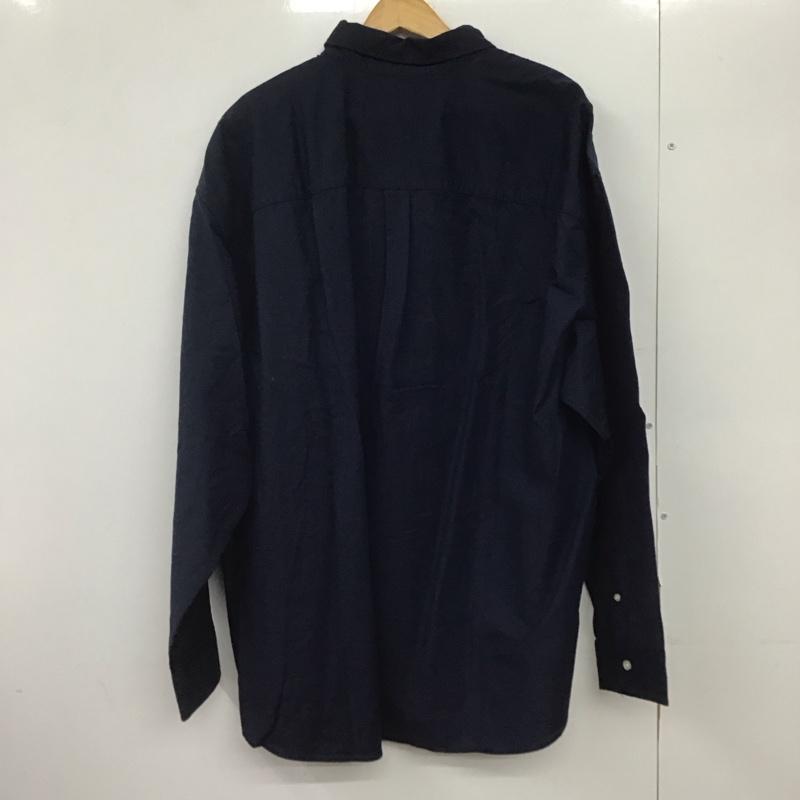 ギャップ GAP シャツ、ブラウス 長袖 長袖シャツ 無地シャツ カラーシャツ ボタンダウンシャツ XL ロゴ、文字 紺 / ネイビー /  メンズ USED 古着 中古 10146556