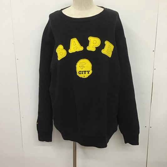 アベイシングエイプ A BATHING APE トレーナー 長袖 スウェット 裏起毛 ポケット付き XXL ロゴ、文字 黒 / ブラック / X 黄 / イエロー /  メンズ USED 古着 中古 10107426