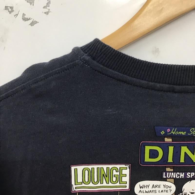 ザラ ZARA カットソー 長袖 長袖カットソー 無地カットソー クルーネック L プリント 紺 / ネイビー /  メンズ USED 古着 中古 10130089