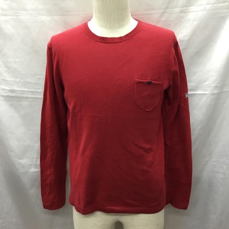 バーバリーブラックレーベル BURBERRY BLACK LABEL ニット、セーター 長袖 2 無地 赤 / レッド /  メンズ USED 古着 中古 10121811