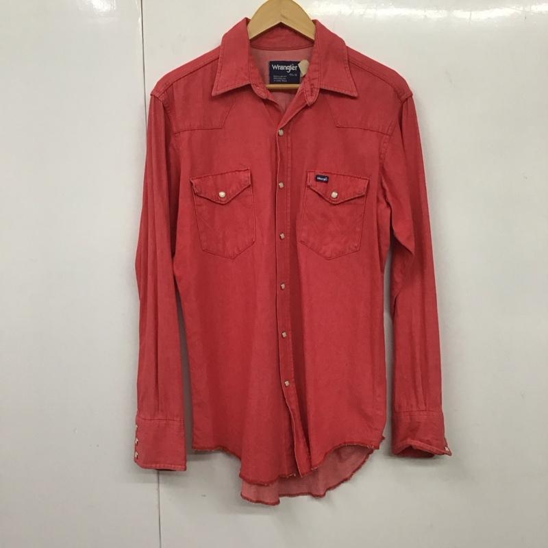 ラングラー Wrangler シャツ、ブラウス 長袖 長袖シャツ 無地シャツ カラーシャツ ウエスタンシャツ ロゴ、文字 赤 / レッド /  メンズ USED 古着 中古 10130753