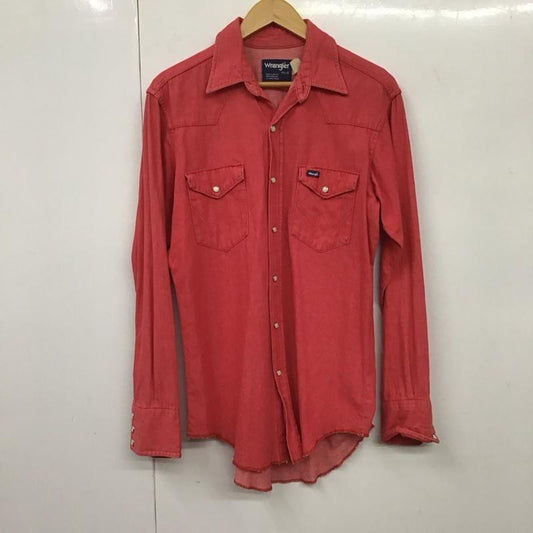 ラングラー Wrangler シャツ、ブラウス 長袖 長袖シャツ 無地シャツ カラーシャツ ウエスタンシャツ ロゴ、文字 赤 / レッド /  メンズ USED 古着 中古 10130753