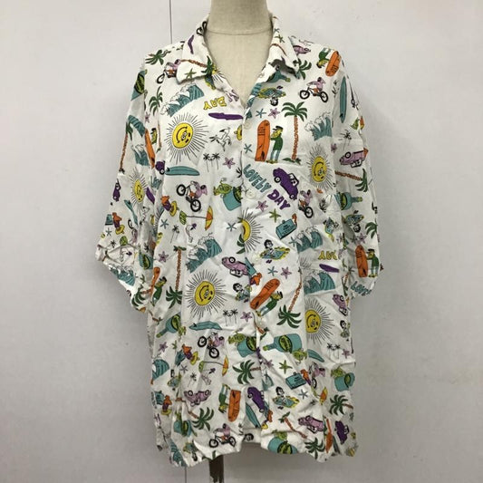 ロデオクラウンズ Rodeo Crowns シャツ、ブラウス 半袖 426ESA01-0190 RyuAmbe×RCSアロハシャツ 半袖シャツ プリントシャツ FREE プリント 白 / ホワイト /  レディース USED 古着 中古 10105916