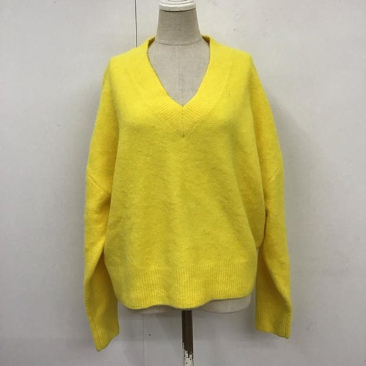 ザラ ZARA ニット、セーター 長袖 2142 201 300 Vネック S 無地 黄 / イエロー /  レディース USED 古着 中古 10119602