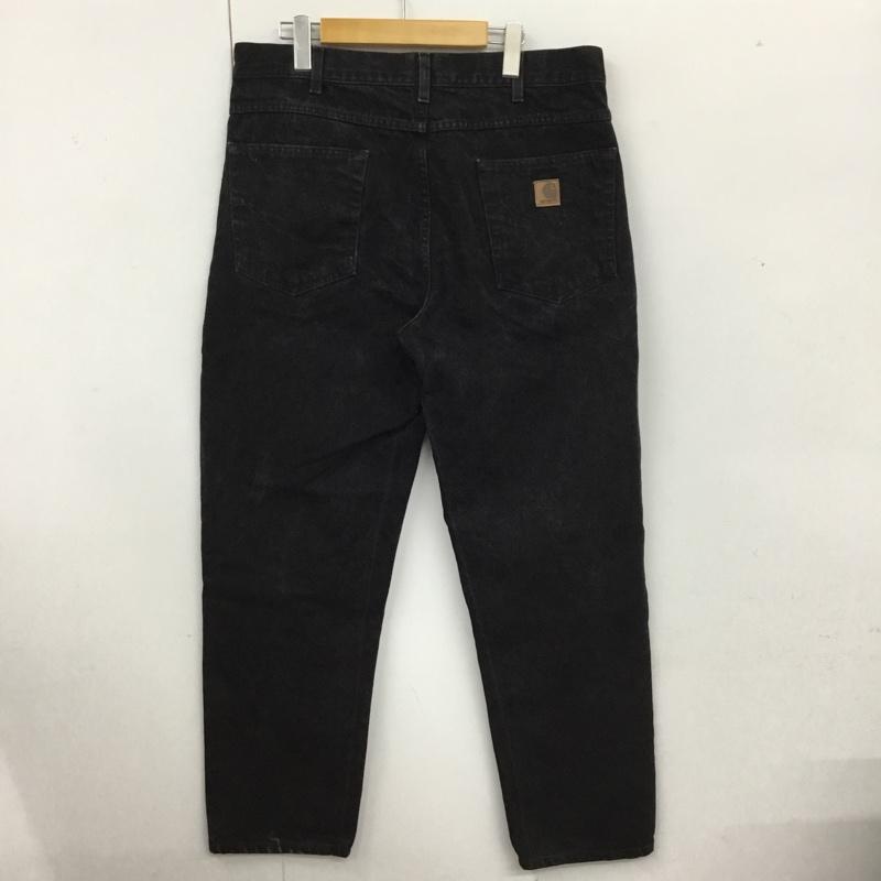 カーハート Carhartt パンツ デニム、ジーンズ デニムパンツ ストレートパンツ ワイドパンツ カジュアルパンツ 36 無地 黒 / ブラック /  メンズ USED 古着 中古 10110019