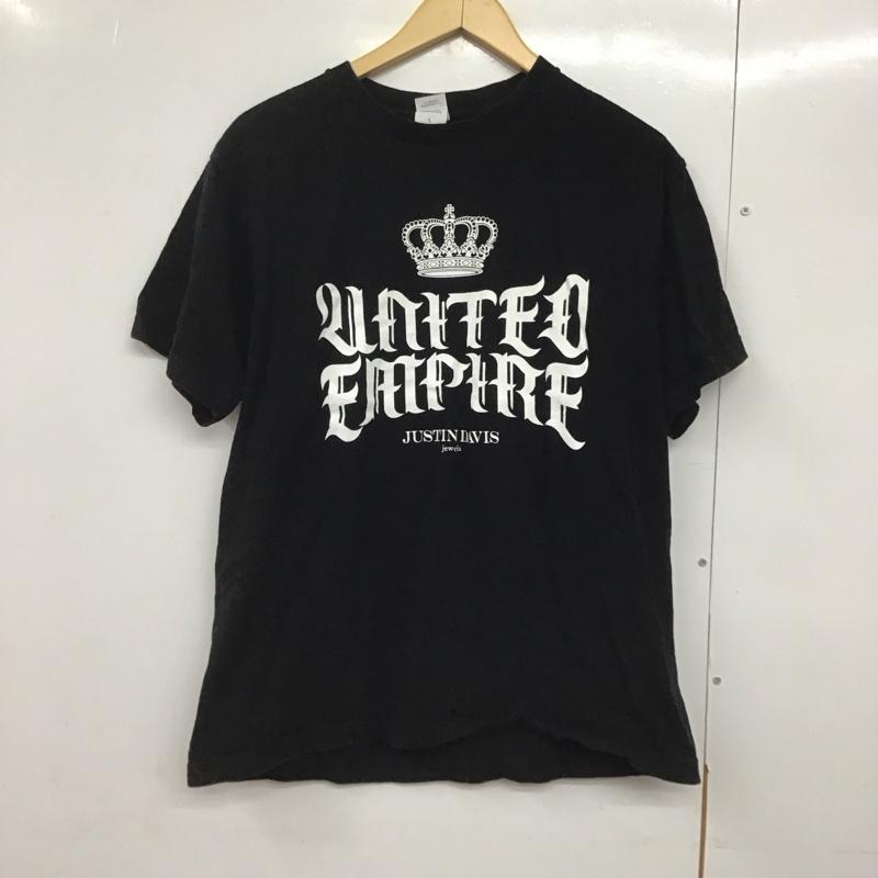 ジャスティンディヴィス JUSTIN DAVIS Tシャツ 半袖 半袖カットソー プリントTシャツ クルーネックカットソー unitedempire L ロゴ、文字 黒 / ブラック /  メンズ USED 古着 中古 10140709