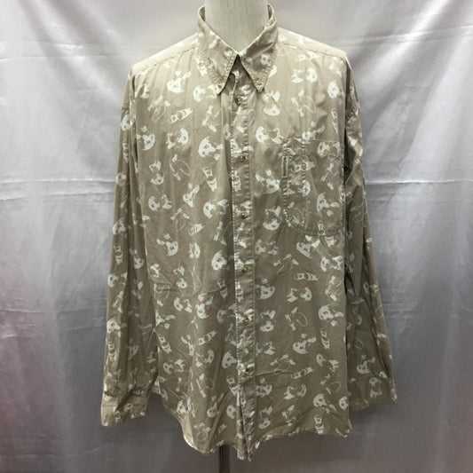 コロンビア Columbia シャツ、ブラウス 長袖 長袖シャツ カジュアルシャツ カラーシャツ ボタンダウンシャツ プリントシャツ XL プリント ベージュ / ベージュ /  メンズ USED 古着 中古 10111615