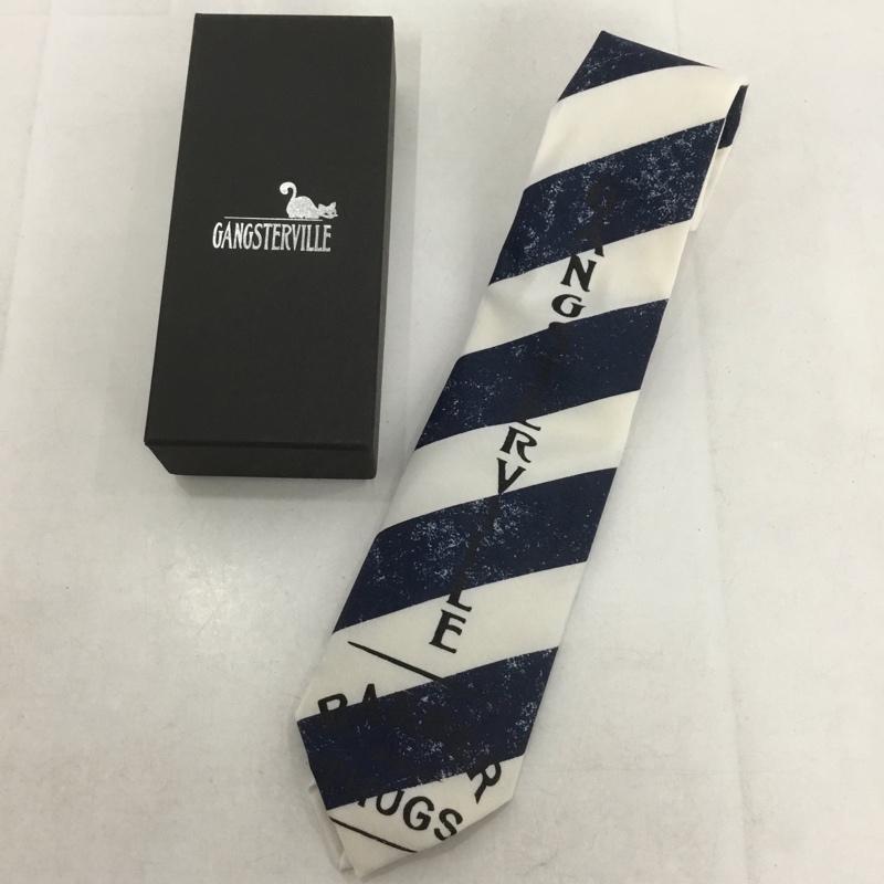 ギャングスタービル GANGSTERVILLE ネクタイ ネクタイ ロゴ、文字 白 / ホワイト / X 紺 / ネイビー / X 黒 / ブラック /  メンズ USED 古着 中古 10143309